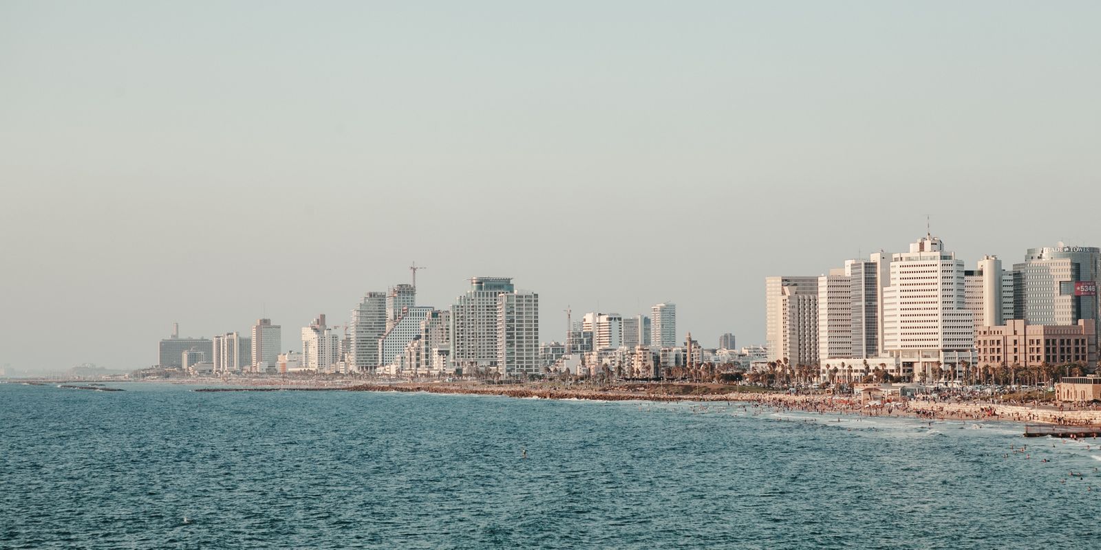 Stunning view of Tel Aviv skyline along the Mediterranean coast.